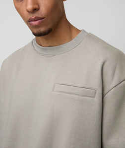 OEM/ODM Hombres Oversized Heavyweight 500GSM Algodón Fleece Sudadera Cuello redondo Sudadera con capucha para el invierno Streetwear - Product Image 6