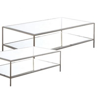 TABLE basse en métal en verre en forme de RECTANGLE