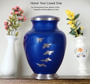 Engraved Aluminium Cremation Urn for Human <b>Ashes</b> Adult Male Female Pets Cat <b>Dog</b> Urn Large Burial Funeral Urns for <b>Ashes</b> (Blue) - Product Image 2