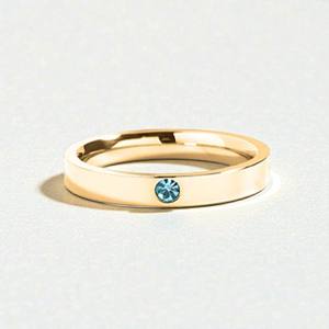 3mm Aquamarine Quartz CZ Ring - 925 Silver Faceted Stone Stackable Band - March Birthstone <b>Minimalist</b> Ring Gift for Women - Product Image 1