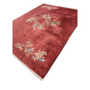 Tapis en laine noués à la main Pechino, motifs floraux et abstraits rouges et oranges, style bohème pour la maison, le salon, la chambre à coucher, le couloir - Pae-5935 - Product Image 2