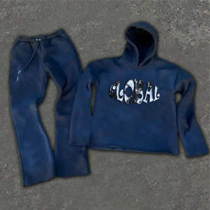 Ensemble de survêtement pour homme en coton 100% - Hiver - Capuche - Uni - Respirant - Séchage rapide - Grande taille - Product Image 5