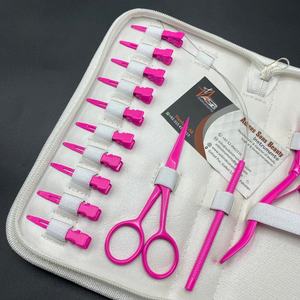 Rose vif Kératine Micro Anneau Extension De Cheveux Outils Kit Logo Personnalisé En Acier Inoxydable Micro Perles Applicateur Pince En Gros - Product Image 2