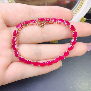 Bracciale Tennis in Argento Sterling S925 Placcato Oro Rosa per Donne, Stile Classico con Rubino Naturale e Perla d'Acqua Dolce, Bracciale Originale - Product Image 5