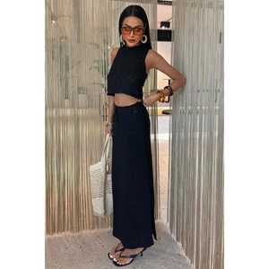 Conjunto de punto calado 10097 transpirable de verano con detalle cruzado en la espalda y detalles cruzados para mujer - Product Image 2