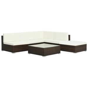 ENVÍO GRATUITO Conjunto de Muebles de Patio Modernos de Ratán Sintético para 6 Personas con Cojines Marrón Diseño Contemporáneo - Product Image 3