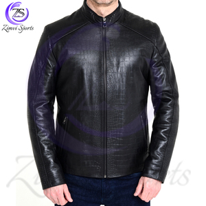 Vente en gros de vêtements d'extérieur élégants Veste d'hiver en cuir PU texturé de haute qualité et durable à la mode de style de rue BY Zimvi Sports - Product Image 2