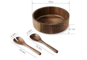 Ensaladera de madera decorativa de acacia de alta calidad, perfecta para su mesa de comedor - Product Image 2