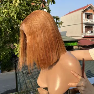 2024 도매 베트남어 사람의 머리카락 핫 스트레이트 컬러 밥 가발 풀 HD 투명 훈련 헤드 여성 블랙 스타일