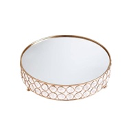Plateau décoratif en verre cristal doré, design côtier, forme ovale, motif abstrait, pour support à cupcakes, porte-bougie pilier, décoration de table