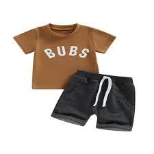 เซ็ตเสื้อยืดและกางเกงขาสั้นผ้าฝ้ายลายดอกไม้สุดเท่สำหรับเด็กผู้ชายชุดเสื้อผ้าเด็กวัยหัดเดินแบบลำลองพร้อมคอมบ์ขนาดกะทัดรัดสำหรับ100% - Product Image 3