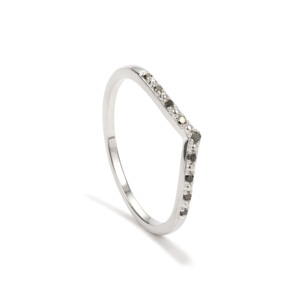 Bague en argent sterling avec diamant noir 0,06 ct VVS1 plaqué rhodium géométrique - Product Image 1