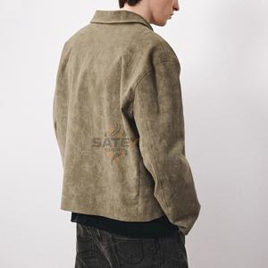 Wholesale High Quality 100% Genuine Leather Stand Embroidery Front Vintage Zipper Stylish New Design Men's Outdoor Soft <b>Jacket</b> - Product Image 4