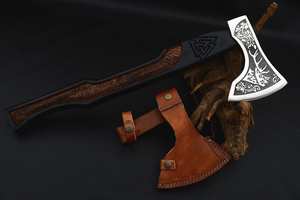 Hache viking en acier carbone de nouvelle conception fabriquée à la main SCL - En vente - Hache viking en acier carbone personnalisée pour l'extérieur - Pour une utilisation en extérieur - Product Image 5