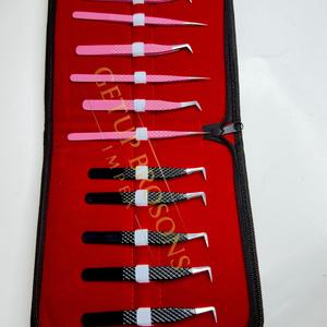 High Quality Pink & Black Powder Coating 90 Degree <b>Boot</b> Volume Silver Tip Straight & Russian Volume Eyelash Extension Tweezers - Product Image 4