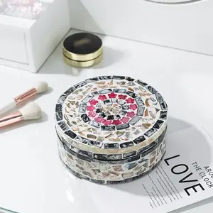 High Quality <b>Decorative</b> Round <b>Box</b> Mother of Pearl Inlay <b>Storage</b> <b>Box</b> Customized <b>Box</b> for Chocolate Display Handmade in Vietnam - Product Image 4