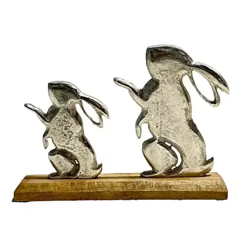 Venta caliente escultura de conejo bailando de aluminio para decoración del hogar adornos de Metal en precio al por mayor