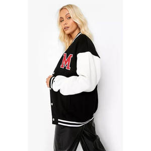 Haute qualité hiver femmes extérieur respirant OEM personnalisé poisson cuir Baseball Varsity veste coton doublure nouveau Design vente - Product Image 2