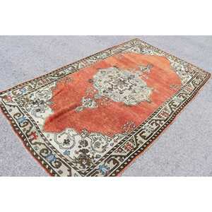 Tapis turc vintage 4,8x8,3 pi (147x254 cm), tapis en laine rouge à motifs floraux - Product Image 2