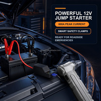 Démarreur de batterie de voiture portable haute puissance 12V avec compresseur d'air, batterie externe 10000mAh, sortie 45W, sécurité intelligente pour moto