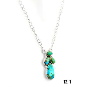 Collier en forme de goutte d'eau en turquoise et argent sterling, style Southwest South Hill - Product Image 5