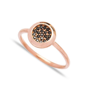 <b>Black</b> CZ <b>Stone</b> Minimalist Round Design Cluster <b>Ring</b> Wholesale Cute Trendy Handcrafted 925 Sterling <b>Silver</b> Jewelry - Product Image 1