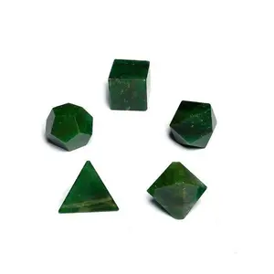 Набор геометрических камней из зеленого нефрита, набор геометрических фигур из платонических твердых священных натуральных камней, лечебный Набор геометрических фигур