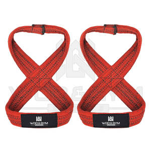 Fitness Gym Training Logotipo personalizado Entrenamiento Levantamiento de pesas Muñequeras Bandas de soporte Figura 8 Correas de levantamiento de muñeca acolchadas de alta resistencia - Product Image 4