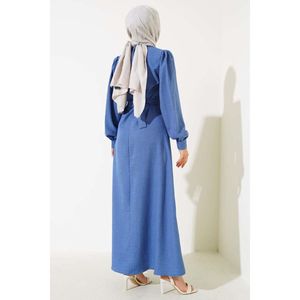 Robe en lin plissée bleu - Product Image 4
