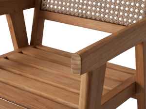 Teak Wood Dining <b>Chair</b> and Wicker natural <b>Rattan</b> with a wooden color Finish Suitable <b>for</b> Outdoor Usage - Product Image 4