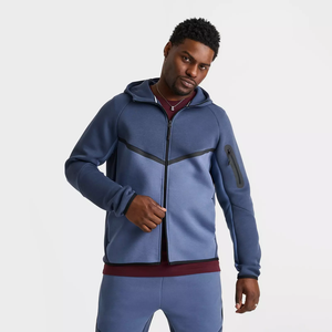 Sudadera con capucha y tejido de moda ligero Sudadera con capucha con bolsillo frontal grande con dobladillo elástico ajustable - Product Image 3