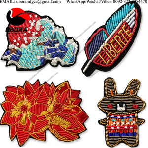 Broches et badges de fil de lingot brodés à la main en cuivre Patchs personnalisés Service OEM de haute qualité - Product Image 4