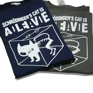 T-shirt tendance pour hommes, en coton de qualité supérieure, imprimé chat de Schrödinger, manches courtes, décontracté, pour hommes, été - Product Image 4