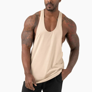 Wholesale Custom 100% Cotton Men's Tank Tops Dropped Armhole Gym <b>Stringer</b> with Custom Logo - Product Image 1