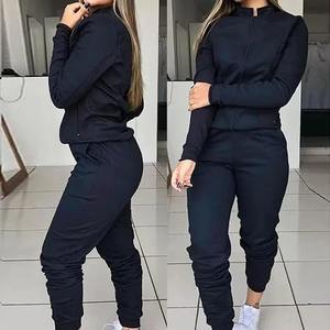 Hiver Automne Solide Survêtement Décontracté Femmes Polaire 2 Pièces Set Sports Sweatshirt Pullover Jogger Sweatpants Outfit Drop Shoulder - Product Image 5