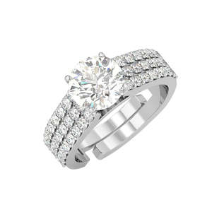 Anillo llamativo de platino con diamante o topacio de corte ovalado y banda ajustable - Product Image 1