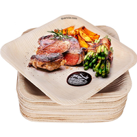 Assiettes carrées jetables en fibre d'arec naturelles de qualité supérieure, robustes, 10"/9"/8"/7"/6"/5"/4", compostables, biodégradables, écologiques, pour fêtes