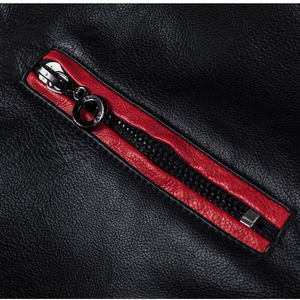 Veste de moto en cuir de vache véritable, imperméable et coupe-vent, col montant, style urbain, personnalisable pour homme - Product Image 2
