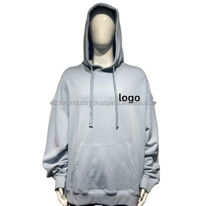 Sudadera con capucha bordada con lazo de algodón de 380gsm para hombre, polea de moda de talla grande, informal, moda de calle europea americana Boxy Y2K - Product Image 1
