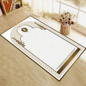 Tapis de prière doré, tapis de culte, tapis de prière musulman pour la maison, tapis imprimé, tapis à poils doux - Product Image 1