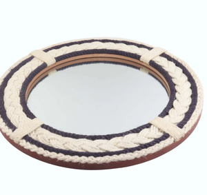 Espejo de cuerda de madera, espejo de baño redondo, espejo colgante de pared de madera aplique de pared veneciano, decoración de pared colgante de pared Floral - Product Image 2