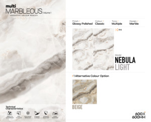 Azulejos de Porcelana Vitrificada Pulida Digital de 60x60cm, Acabado Brillante Beige Nebulosa, Calidad Premium, Azulejos de 600x600mm para Cocina - Product Image 2