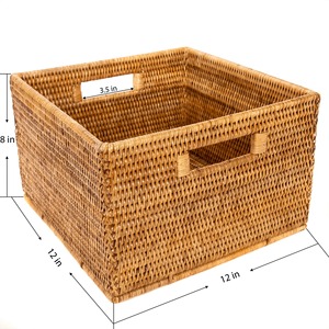 Simple yet elegant square rattan <b>basket</b> Handmade Storage <b>Basket</b> Wholesale eco-friendly Made in Viet Nam - Product Image 3