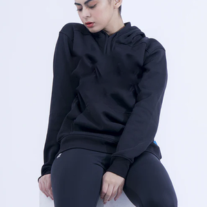 Unisex Oversized <b>Black</b> Hoodie Heavyweight <b>Fleece</b> Pullover with Kangaroo Pocket & Drawstring Hood Style Streetwear By Ako - Product Image 4