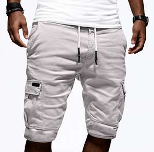 Pantalones cortos de gimnasio de secado rápido transpirables multibolsillos sólidos de algodón 100% de alta calidad para hombre - Product Image 4