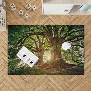 พรมพิมพ์ลายธรรมชาติ: ลายต้นไม้สีเขียว สำหรับทางเข้าบ้านสไตล์ฟาร์มเฮาส์ กันลื่น พร้อมพรมขนนุ่ม - Product Image 4