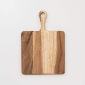Planche à découper en bois d'acacia faite à la main avec poignée, planche à découper carrée en bois durable pour la cuisine, plateau à viande, fromage et charcuterie - Product Image 1