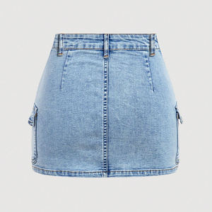 Minifalda Vaquera Plisada Casual con Cintura Imperio para Mujer, Azul Claro, Transpirable y Ecológica, Marca Sapeemo Sports, 2026 - Product Image 3