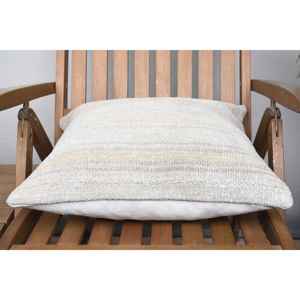 Beige Kilim Wool Pillow <b>18x18</b> Inch Luxury Accent Pillow Vintage Fluffy Pattern Rustic Print Feather for Christmas Bedding - Product Image 5