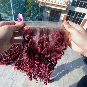 Pixie Curly Burgundy Curly Transparent Lace Vietnamese Hair Human Hair Natural Hair Direct Factory Price Wholesales Price - Product Image 4